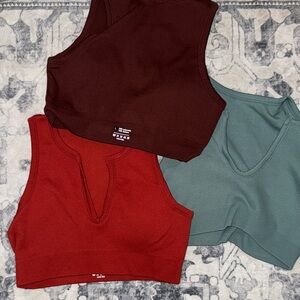 Stylish Women's Sleeveless Tops - Red, Brown, and Teal